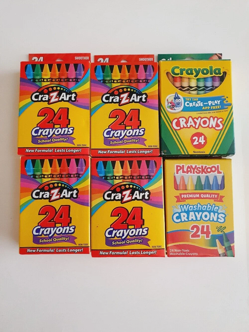 Crayola, Playschool & CraZArt 24 Count Assorted Color Crayons Lot of 6 Packs